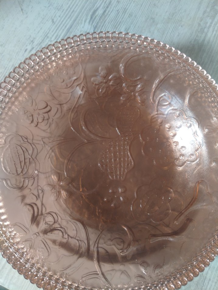 Bej Nakış Desenli Vintage Tabak - Görsel 3