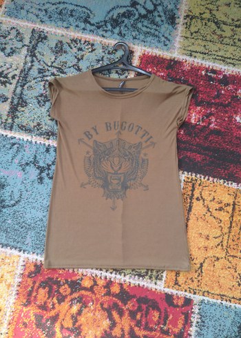 Kahverengi Baskılı bayan Tişört - Görsel 2