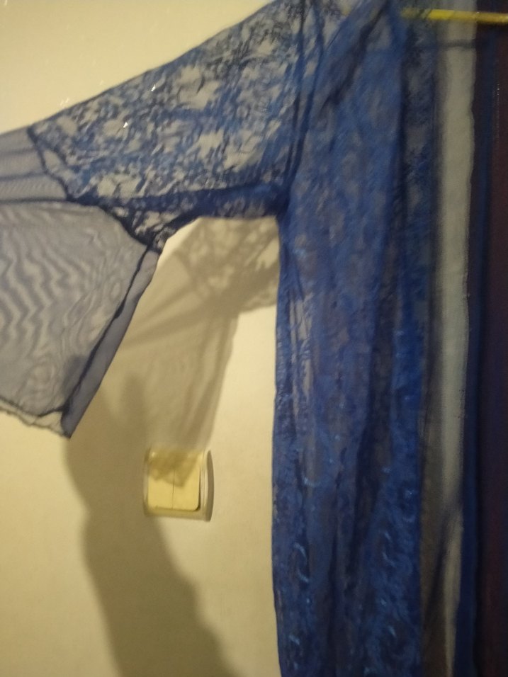 Uzun Kollu Mavi Kadın Sabahlık - Görsel 2