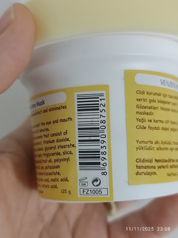 Venzen Yumurta Akı Gözenek Maskesi - Görsel 2