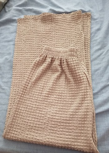 Bej Kadın Örme Keten Pantolon