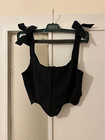 siyah korse crop top