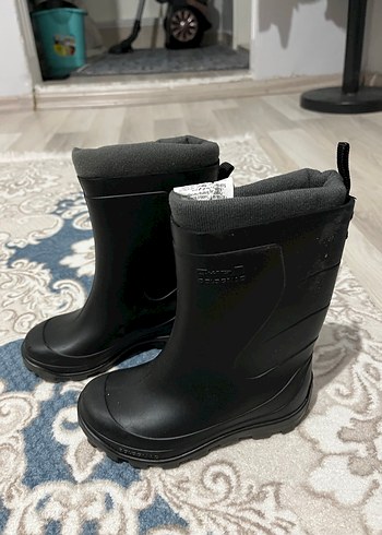 Siyah Erkek Çocuk Lastik Bot Velcro