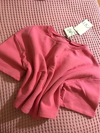 Zara pembe sweatshirt içi polarlıdır