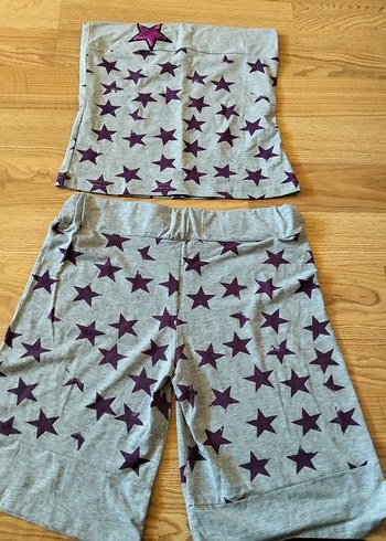 Gri Kız Çocuk Yıldız Desenli Tayt - Görsel 2