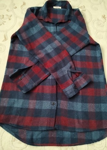 Bordo Ekoseli Pamuklu Kadın Gömlek - Görsel 3