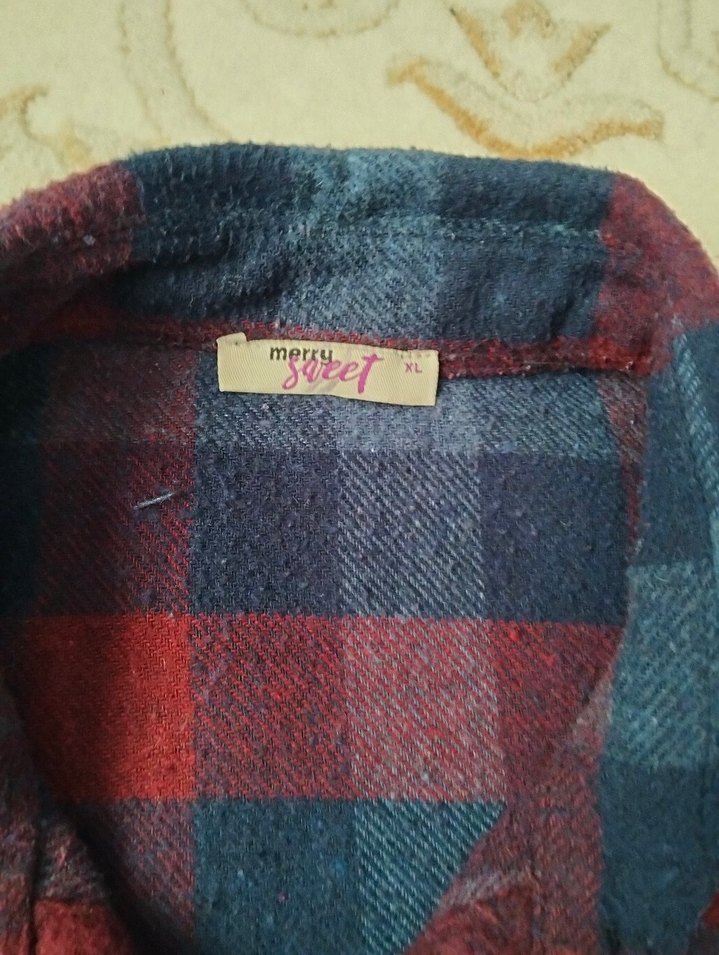 Bordo Ekoseli Pamuklu Kadın Gömlek - Görsel 2