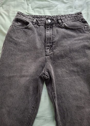 Gri Düğmeli Kadın Denim Pantolon - Görsel 2