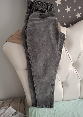 Gri Düğmeli Kadın Denim Pantolon - Görsel 3