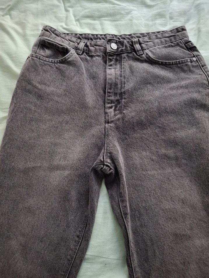 Gri Düğmeli Kadın Denim Pantolon - Görsel 2