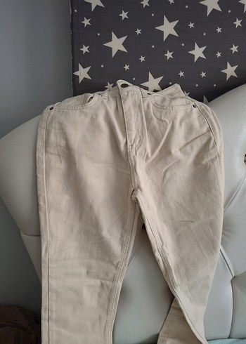 Bej Keten Midi Kadın Pantolon - Görsel 2