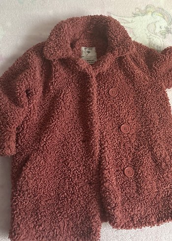 Gül kurusu Düğmeli Midi Peluş Kabanı - Görsel 3