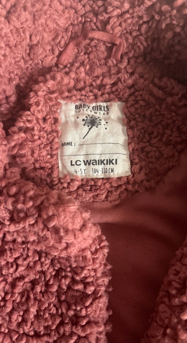 Gül kurusu Düğmeli Midi Peluş Kabanı - Görsel 2