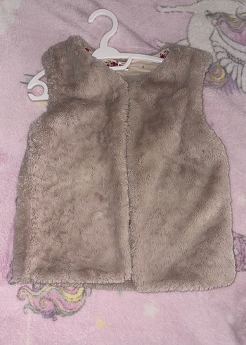 Kız Çocuk Bej Kürk Detaylı Yelek - Görsel 2