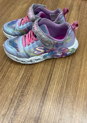 Kız Çocuk skechers Renkli Tie-Dye Simli Spor ışıklı Ayakkabı - Görsel 10