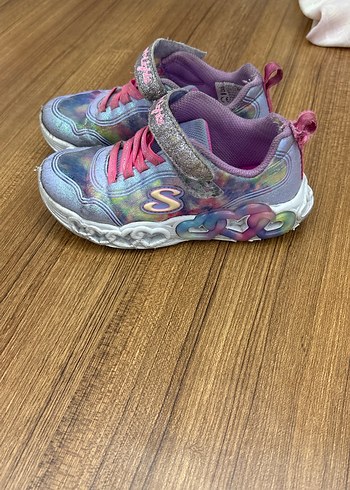 Kız Çocuk skechers Renkli Tie-Dye Simli Spor ışıklı Ayakkabı - Görsel 12