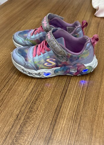 Kız Çocuk skechers Renkli Tie-Dye Simli Spor ışıklı Ayakkabı - Görsel 11