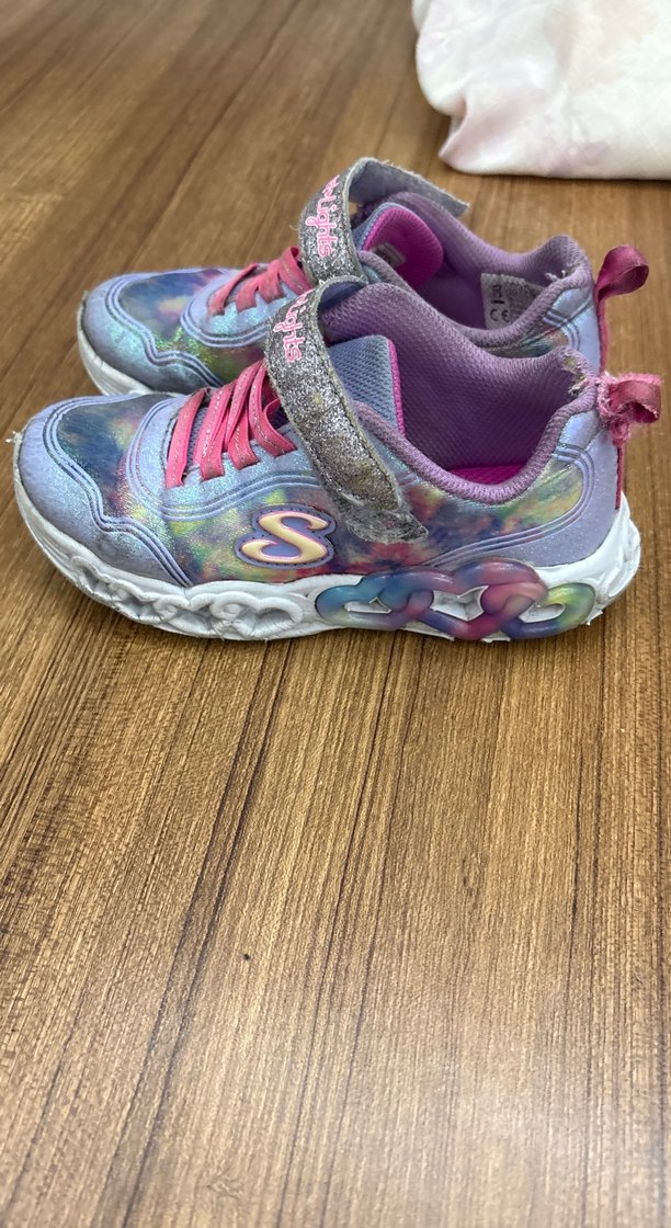 Kız Çocuk skechers Renkli Tie-Dye Simli Spor ışıklı Ayakkabı - Görsel 2
