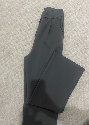 Gri Midi Kumaş Kadın Pantolon - Görsel 3