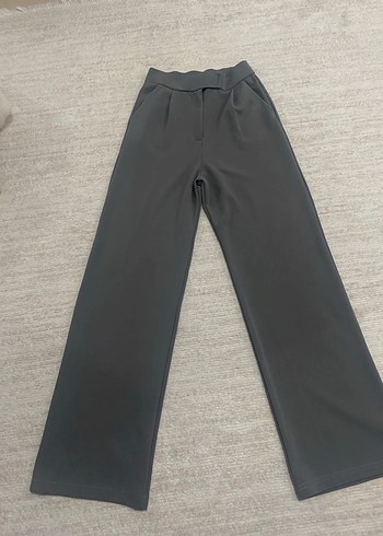 Gri Midi Kumaş Kadın Pantolon - Görsel 5