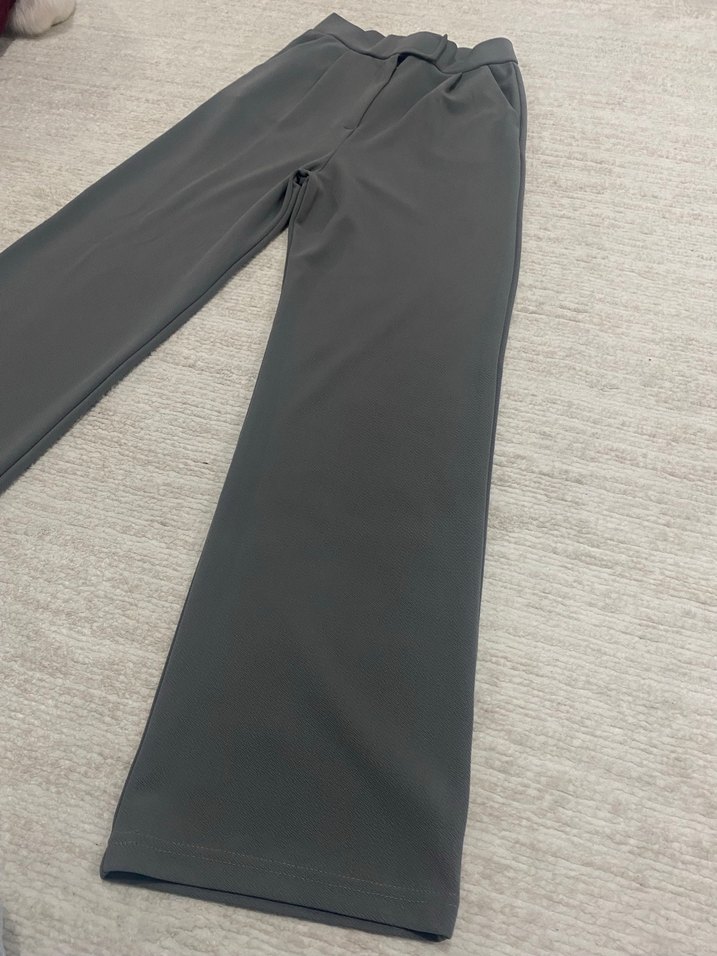 Gri Midi Kumaş Kadın Pantolon - Görsel 4