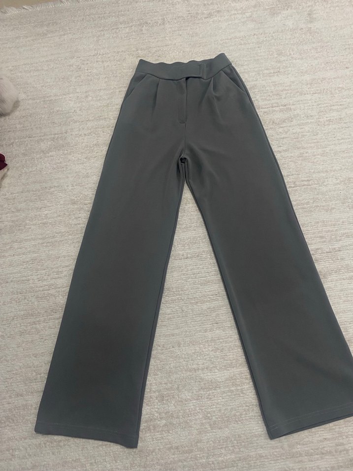 Gri Midi Kumaş Kadın Pantolon - Görsel 5