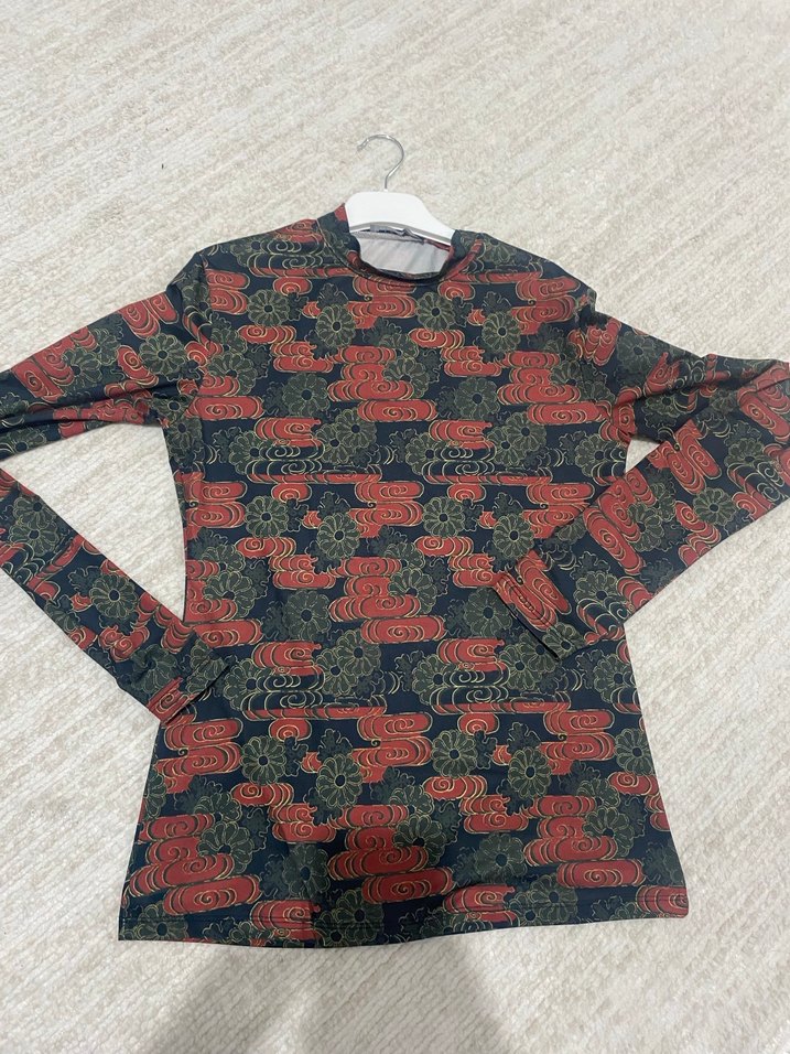 Kadın Çok Renkli Uzun Kollu Balıkçı Yaka Bluz - Görsel 3