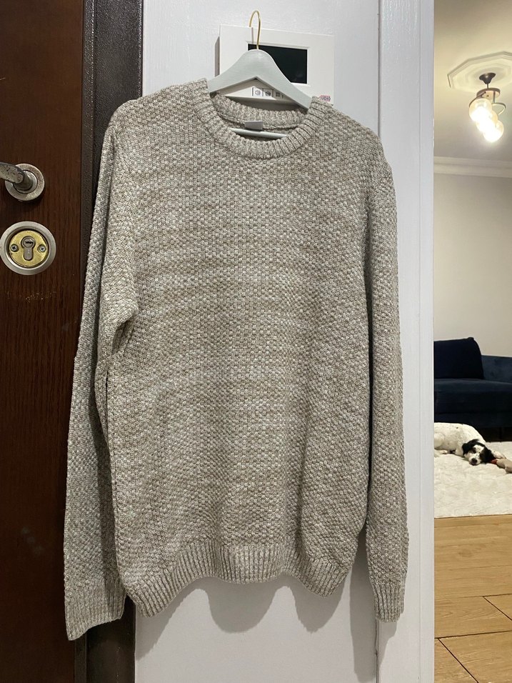 Bej Örgü Erkek Bisiklet Yaka Kazak - Görsel 2