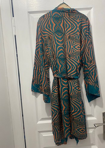 Uzun Kemerli Turkuaz Bohem Kimono - Görsel 2