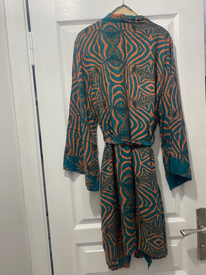 Uzun Kemerli Turkuaz Bohem Kimono - Görsel 2