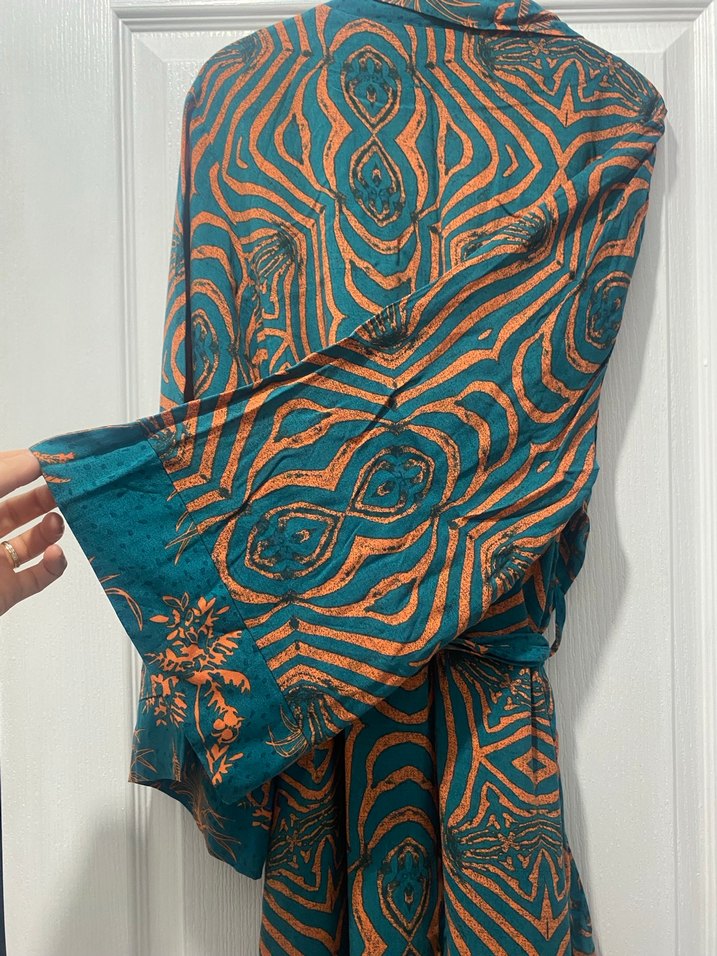 Uzun Kemerli Turkuaz Bohem Kimono - Görsel 3