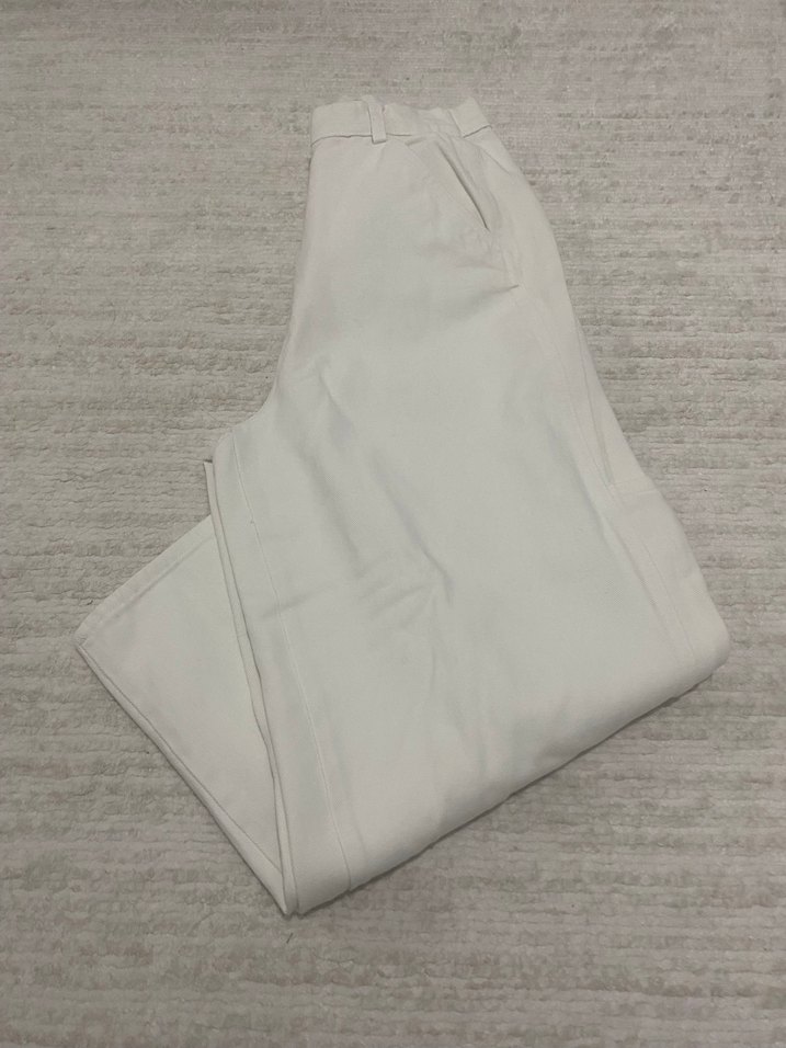 Bej Midi Kadın Pamuk Kumaş Pantolon - Görsel 3