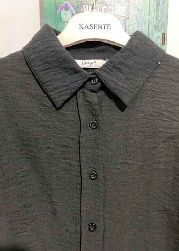 Düğmeli Siyah Kadın Gömlek - Görsel 4