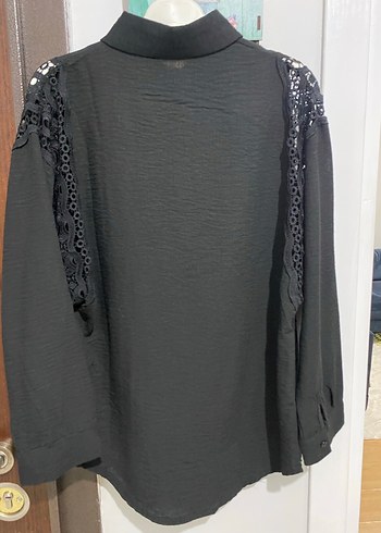 Düğmeli Siyah Kadın Gömlek - Görsel 3