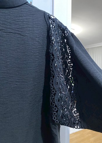 Düğmeli Siyah Kadın Gömlek - Görsel 2