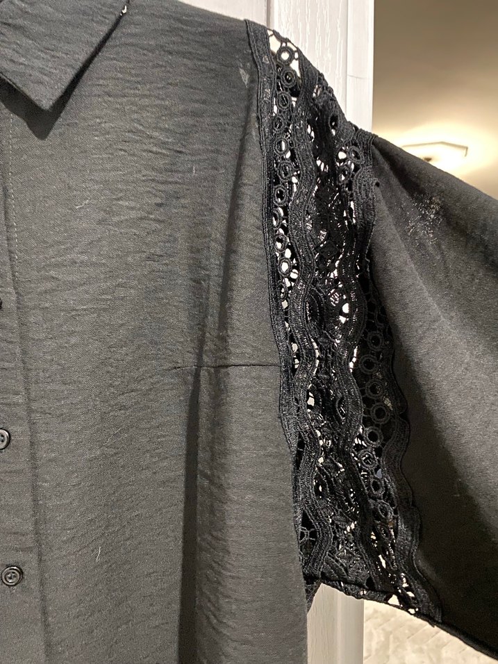 Düğmeli Siyah Kadın Gömlek - Görsel 5