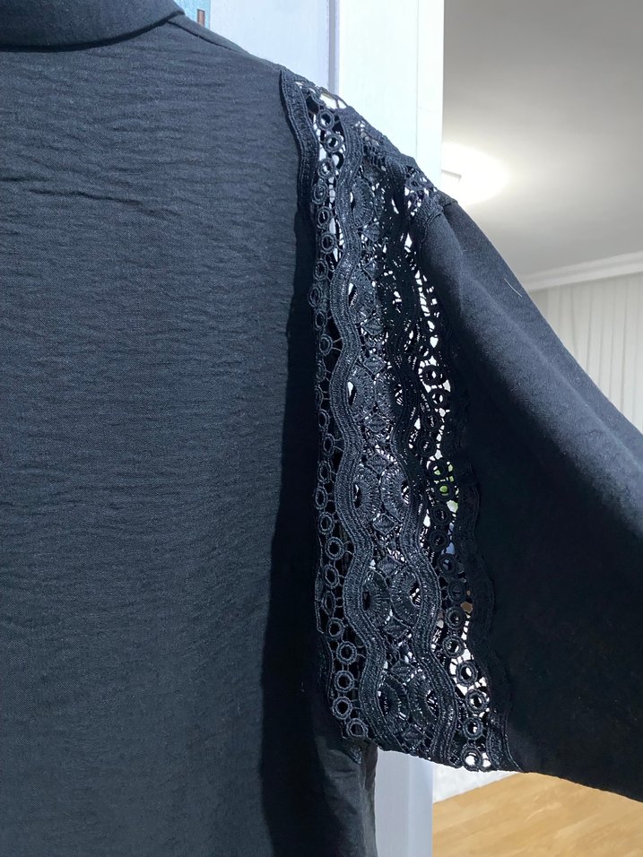 Düğmeli Siyah Kadın Gömlek - Görsel 2