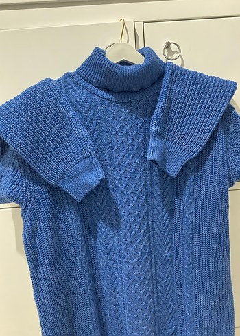 Erkek Mavi Boğazlı Örgü Kazak - Görsel 3