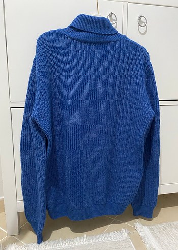 Erkek Mavi Boğazlı Örgü Kazak - Görsel 4
