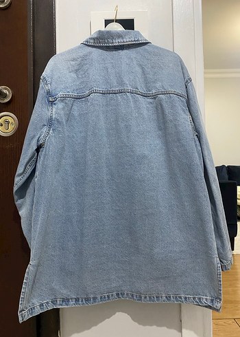 Düğmeli Mavi Kadın Denim Ceket - Görsel 5