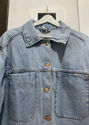 Düğmeli Mavi Kadın Denim Ceket - Görsel 2