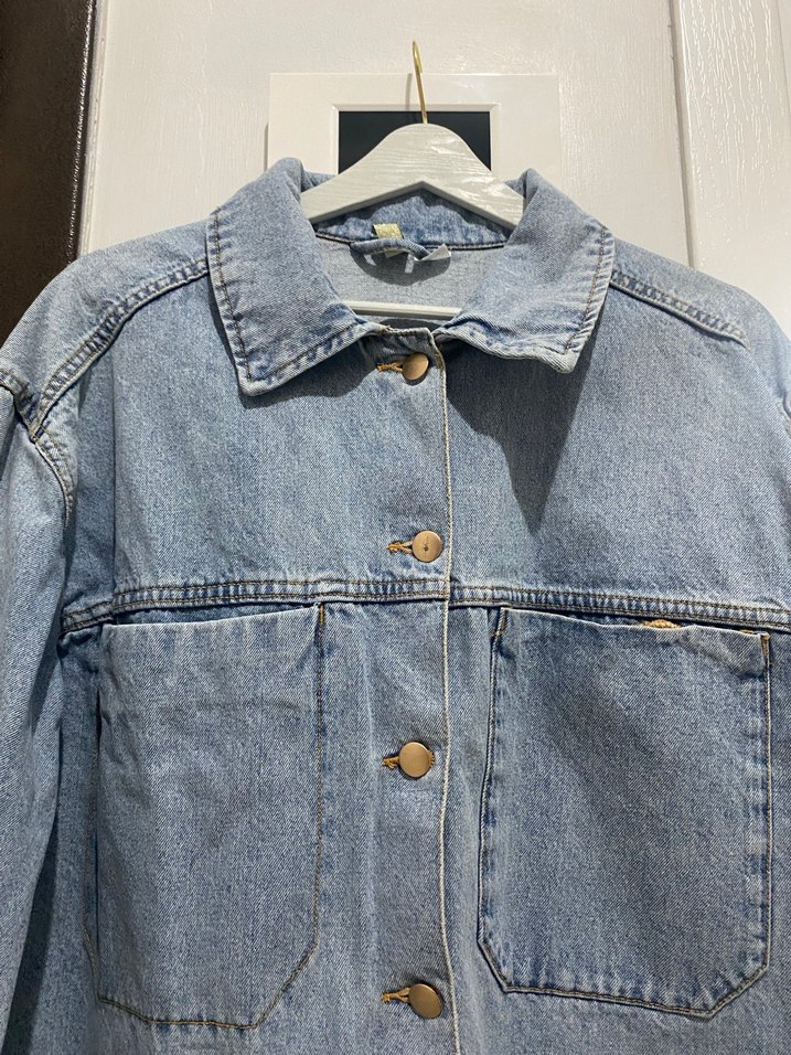 Düğmeli Mavi Kadın Denim Ceket - Görsel 2