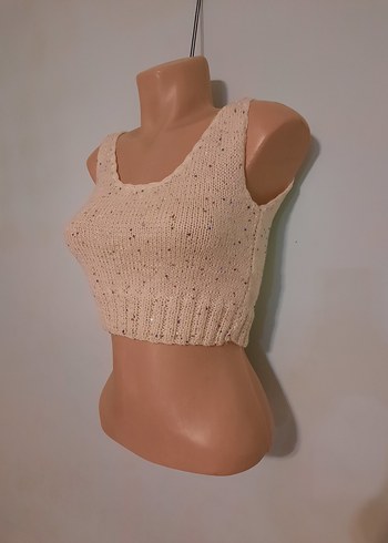 Hobby Life Beyaz Kısa Örgü Kadın crop