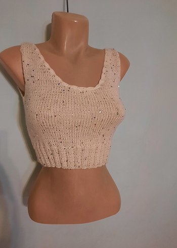 36 Beden beyaz Renk Beyaz Kısa Örgü Kadın crop