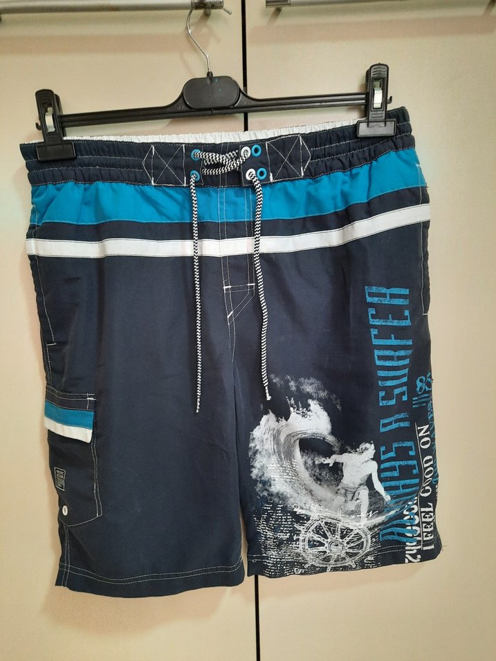 Erkek Baskılı Kemerli Mini Deniz Şortu - Görsel 5