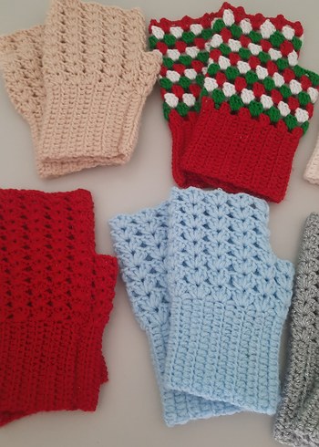 Renkli Örgü Bohem Kadın Eldivenleri - Görsel 5