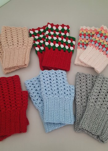 Renkli Örgü Bohem Kadın Eldivenleri - Görsel 2