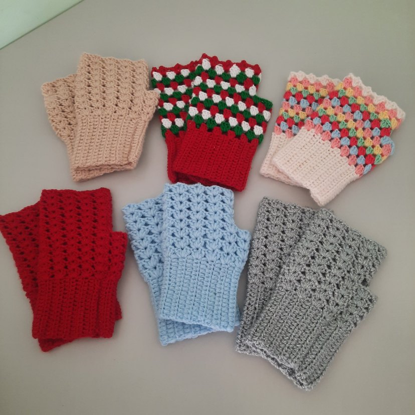 Renkli Örgü Bohem Kadın Eldivenleri - Görsel 3