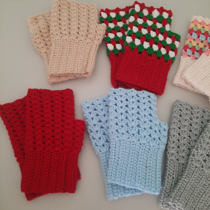 Renkli Örgü Bohem Kadın Eldivenleri - Görsel 5