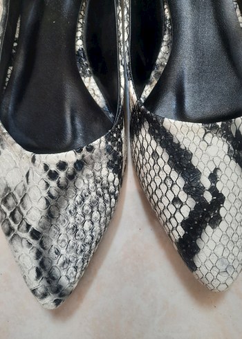 39 Beden gri Renk Gri Yılan Desenli Kadın Stiletto